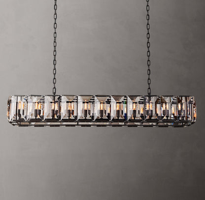 Grand Rectangular Crystal Prism Chandelier