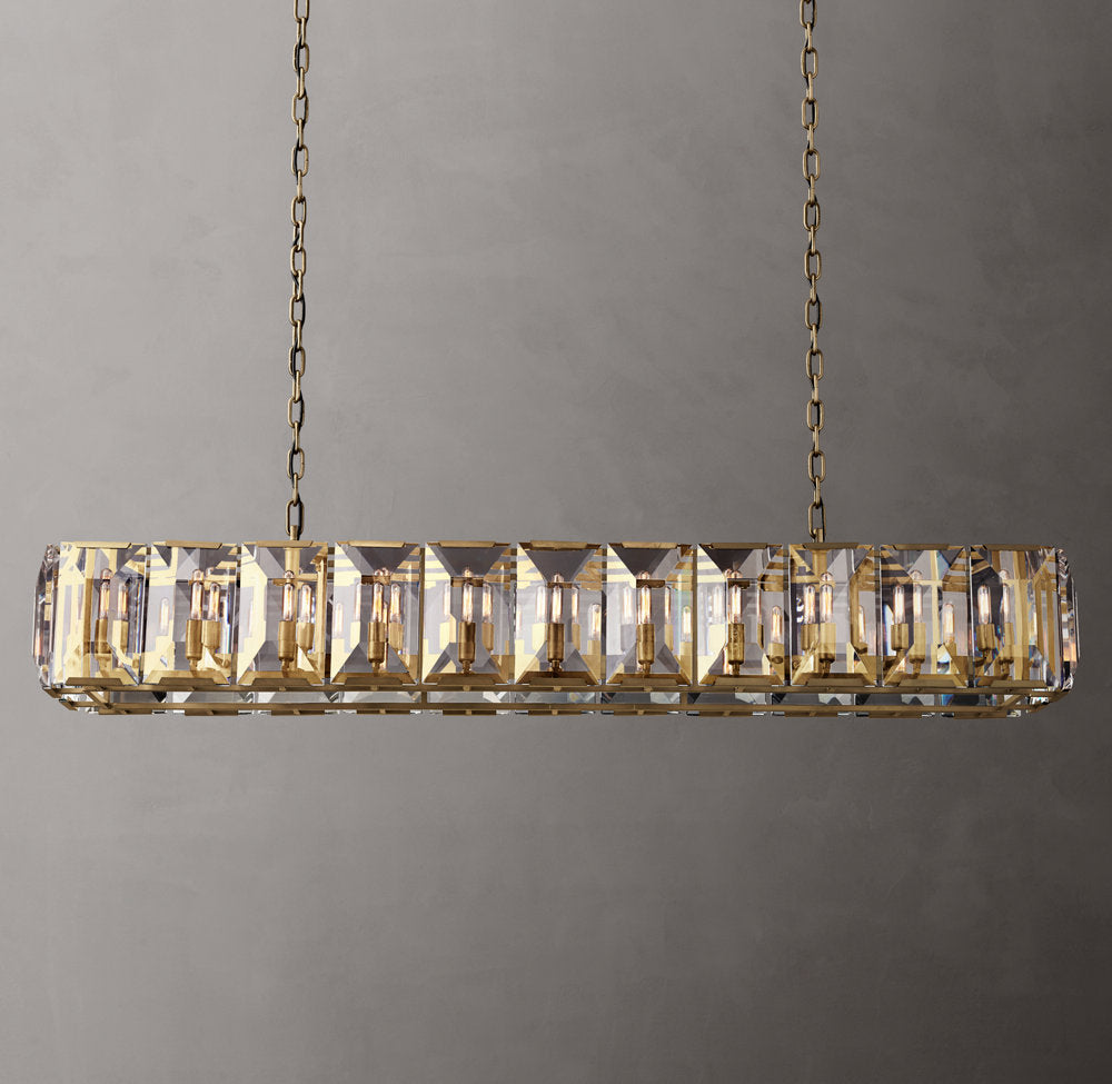 Grand Rectangular Crystal Prism Chandelier