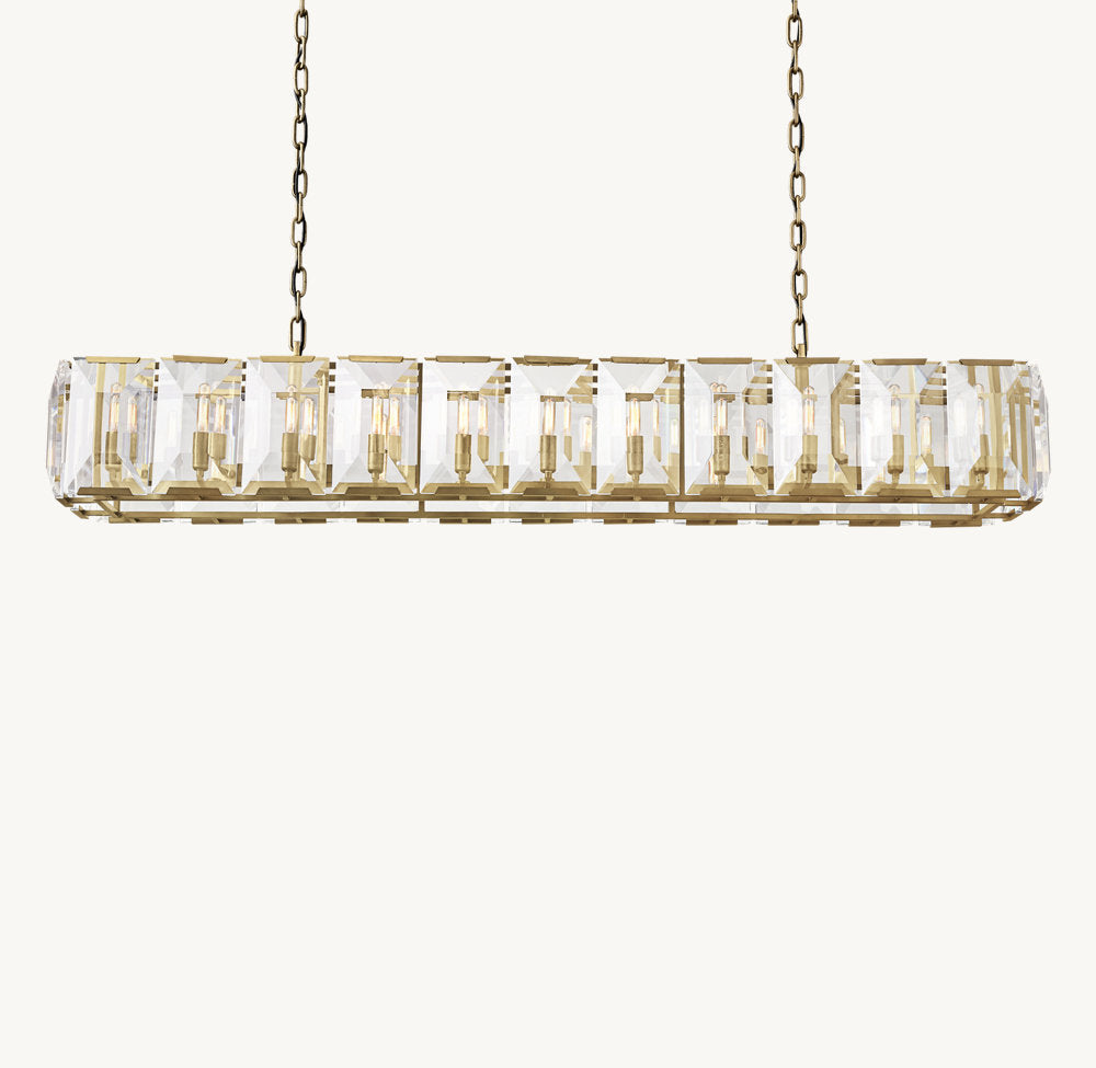 Grand Rectangular Crystal Prism Chandelier