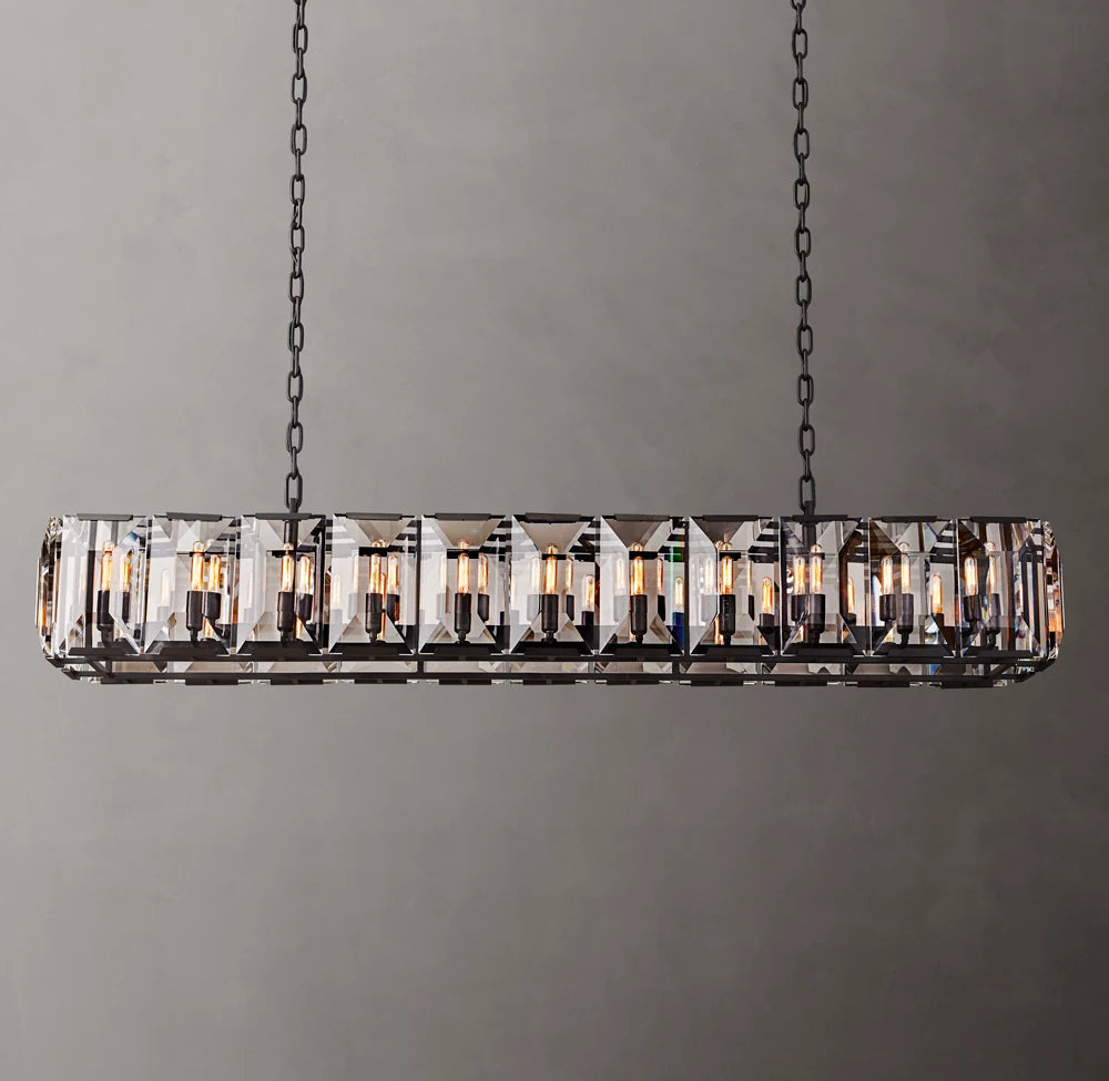 Grand Rectangular Crystal Prism Chandelier