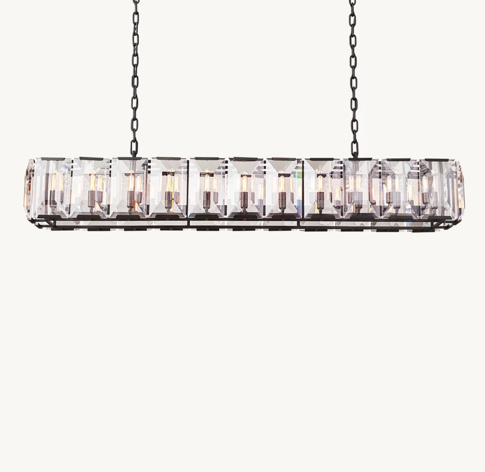 Grand Rectangular Crystal Prism Chandelier