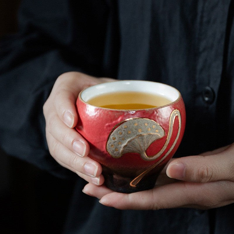 Lotus Ember Artisan Tea Cup