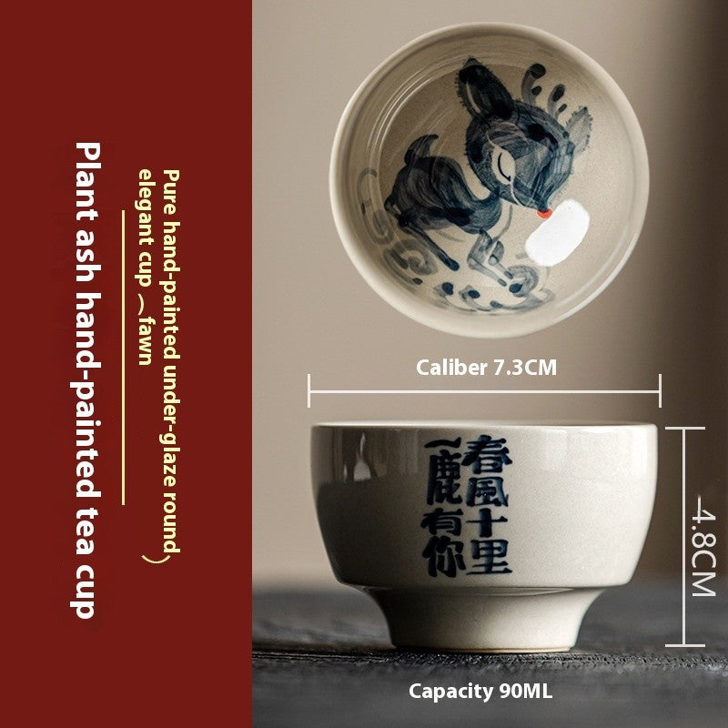 Meadow Gray Hand-Painted Animal Tea Cup