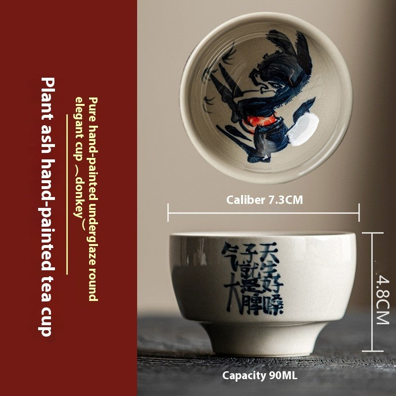 Meadow Gray Hand-Painted Animal Tea Cup