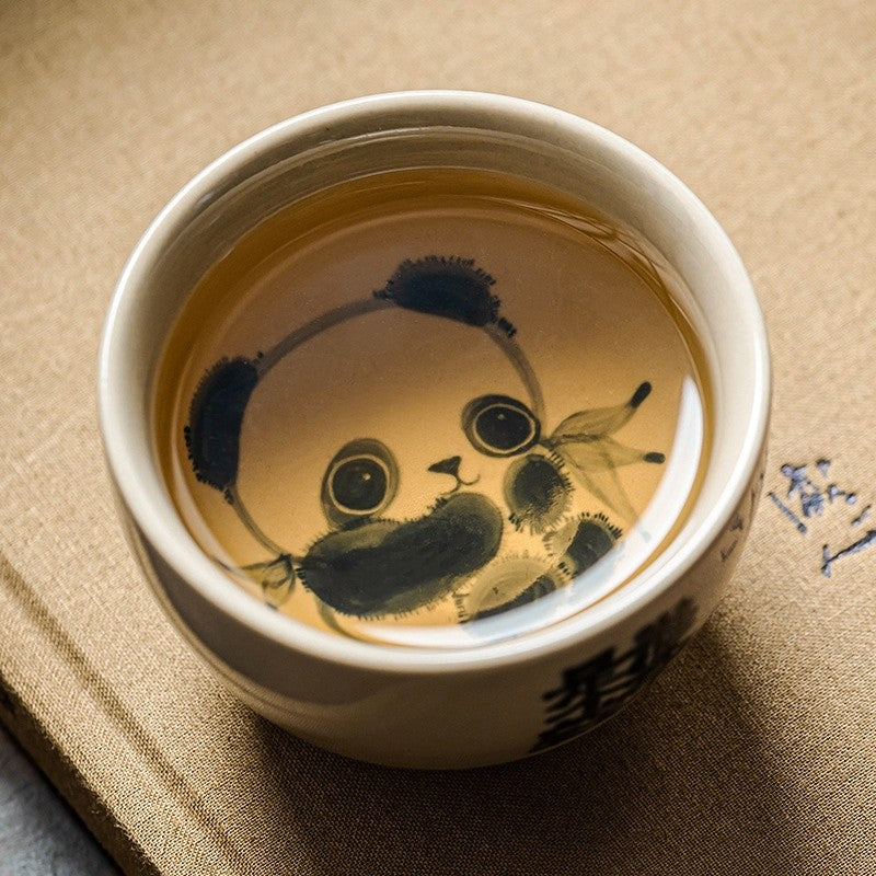 Meadow Gray Hand-Painted Animal Tea Cup