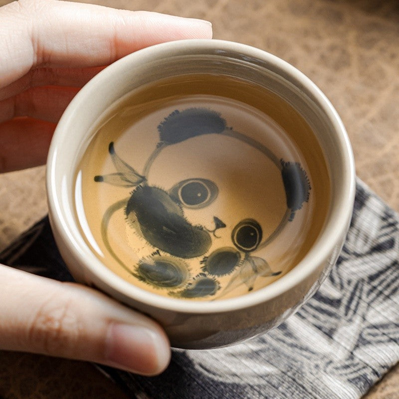 Meadow Gray Hand-Painted Animal Tea Cup