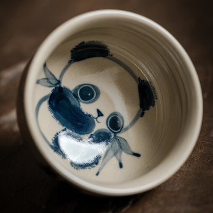 Meadow Gray Hand-Painted Animal Tea Cup