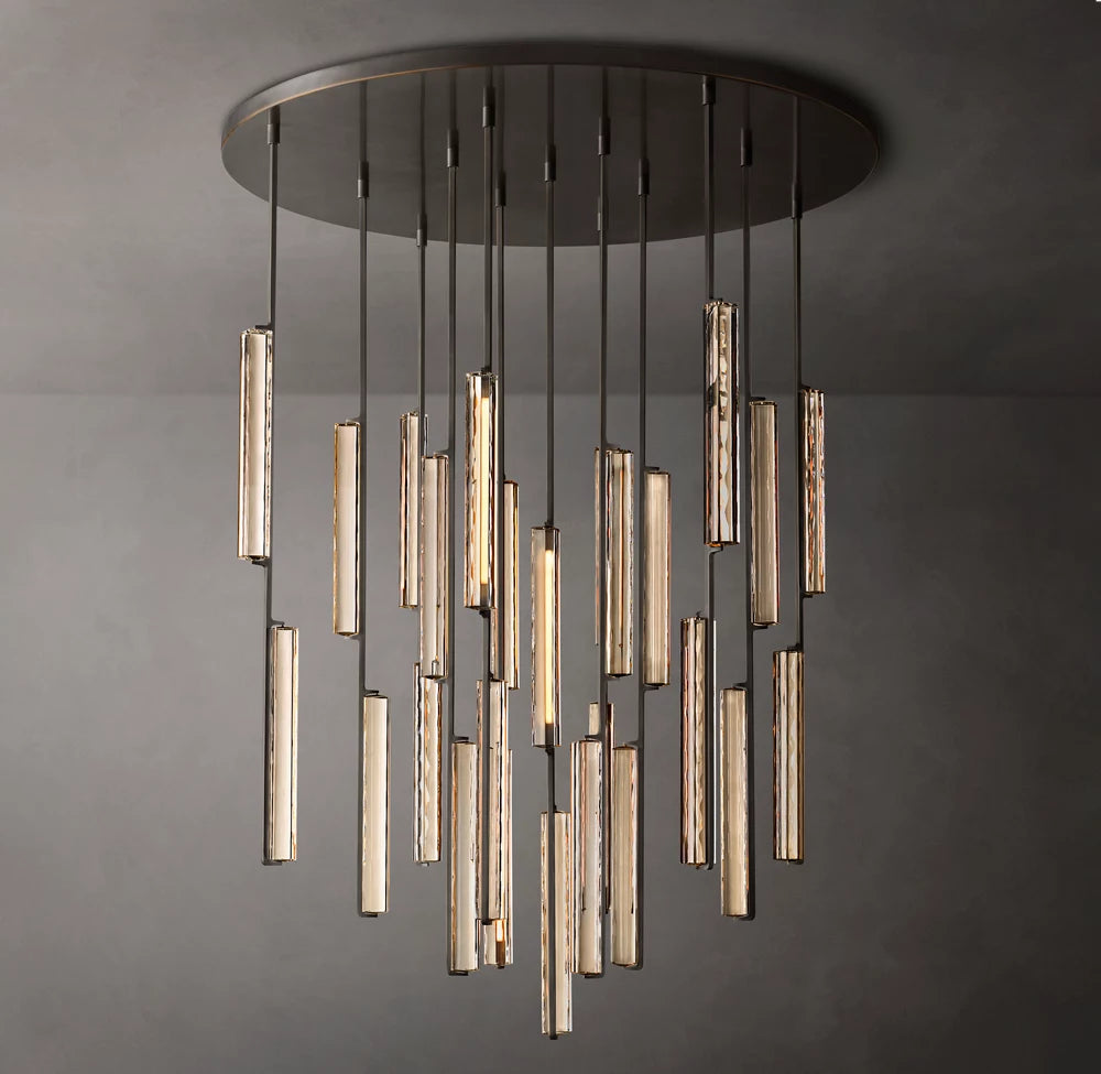 Optical Crystal Prism Cascade Chandelier