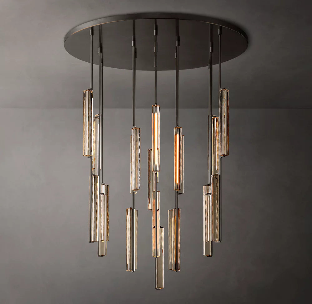 Optical Crystal Prism Cascade Chandelier
