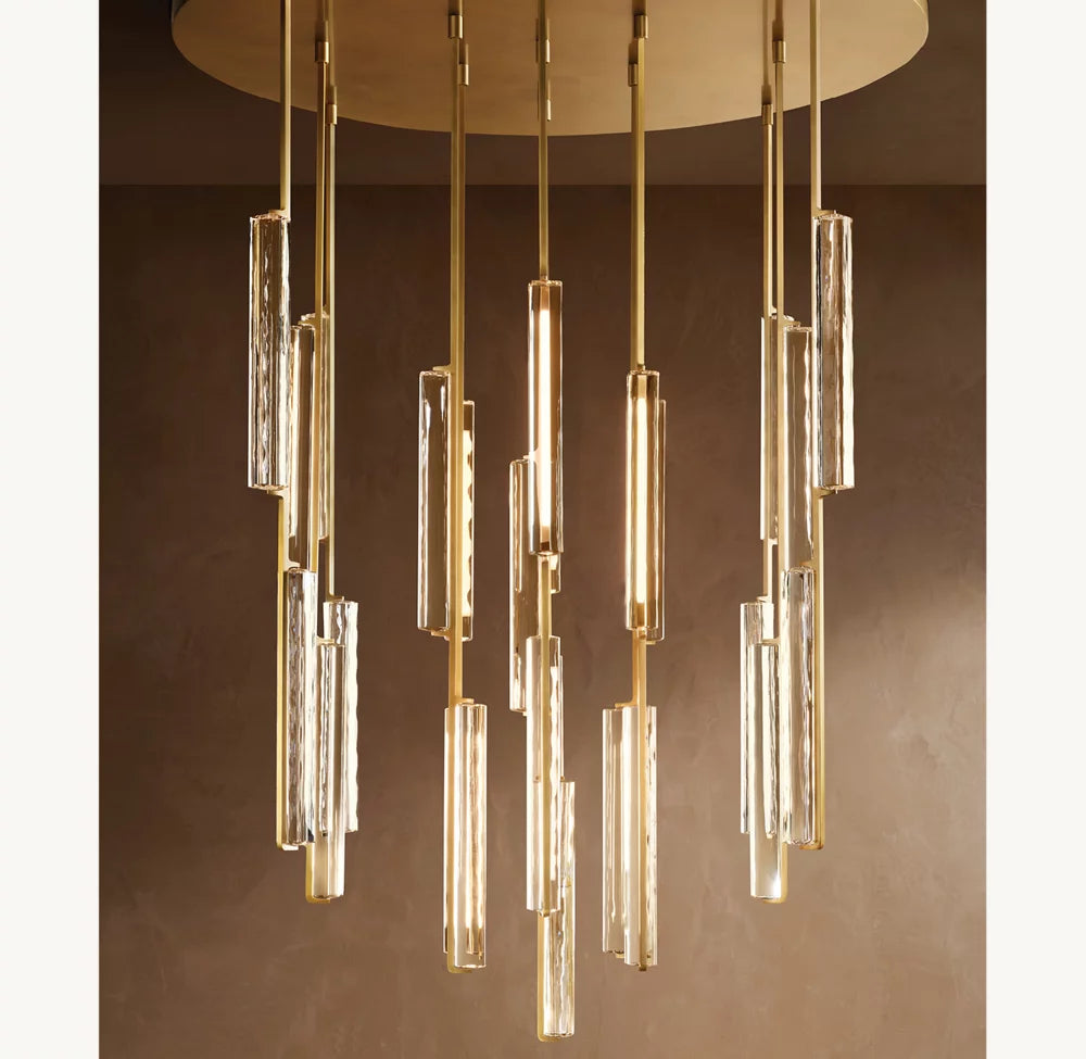 Optical Crystal Prism Cascade Chandelier