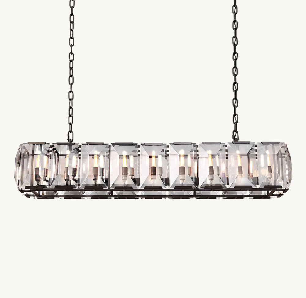 Rectangular Crystal Prism Gallery Chandelier
