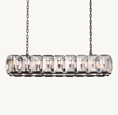 Rectangular Crystal Prism Gallery Chandelier