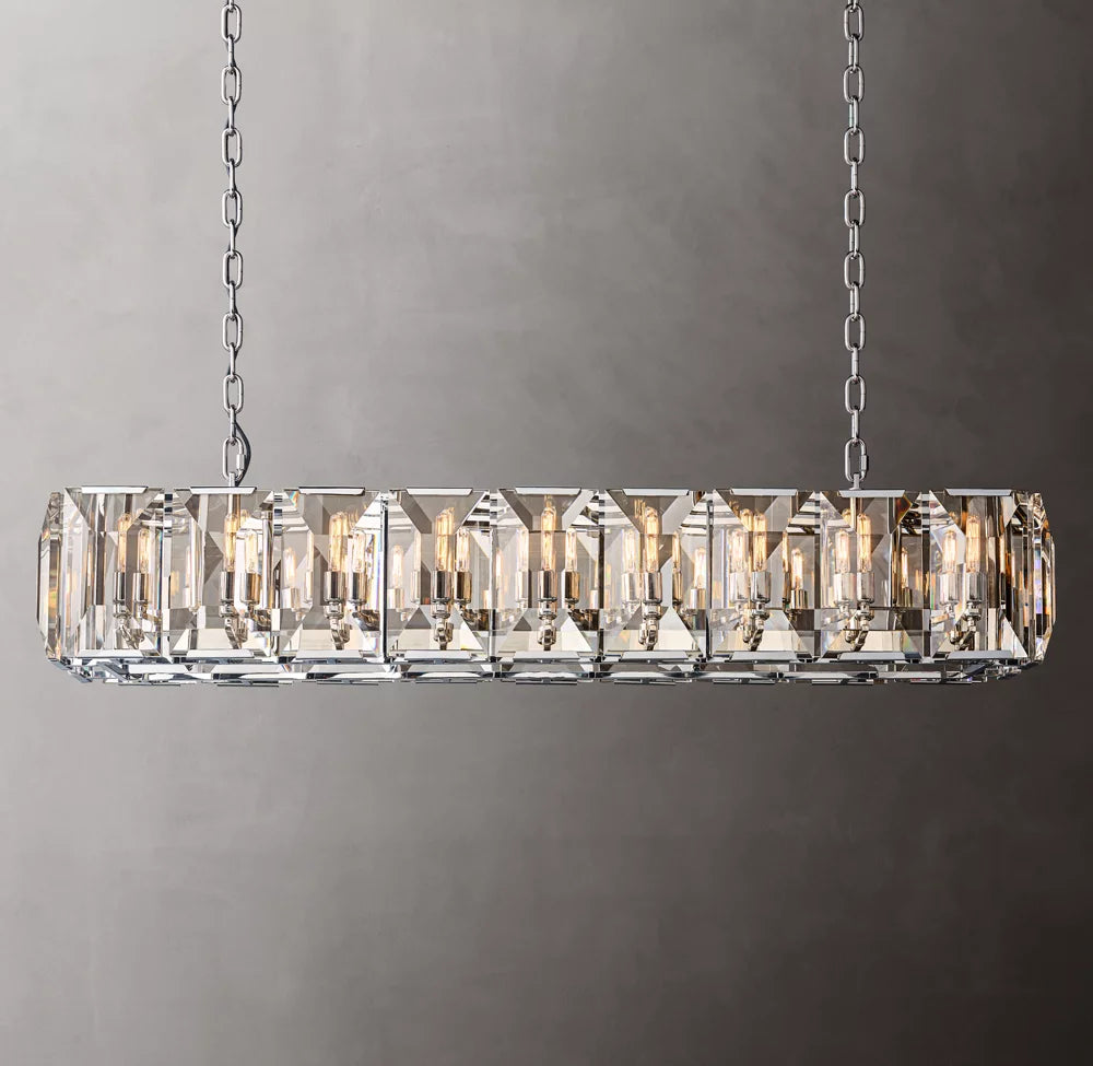 Rectangular Crystal Prism Gallery Chandelier