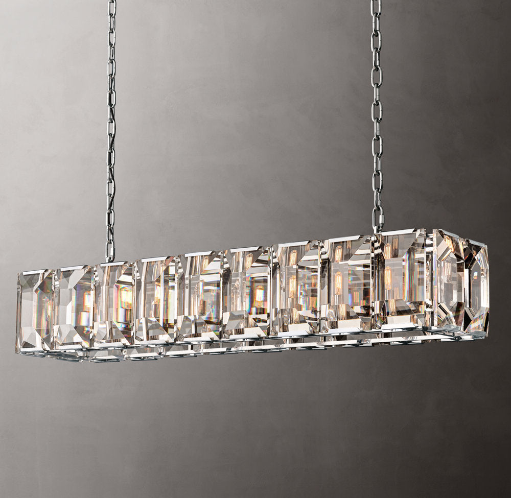 Rectangular Crystal Prism Gallery Chandelier