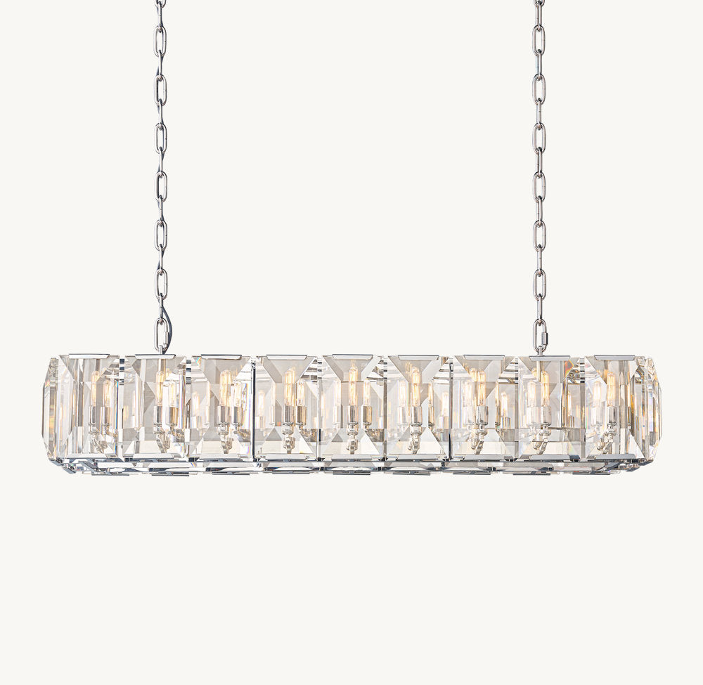 Rectangular Crystal Prism Gallery Chandelier