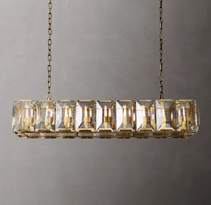 Rectangular Crystal Prism Gallery Chandelier