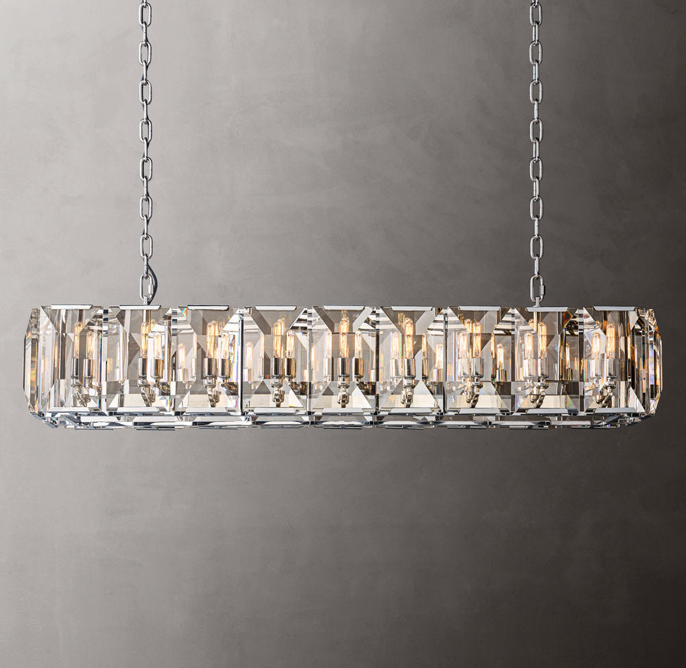 Rectangular Crystal Prism Gallery Chandelier