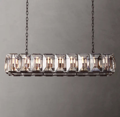 Rectangular Crystal Prism Gallery Chandelier