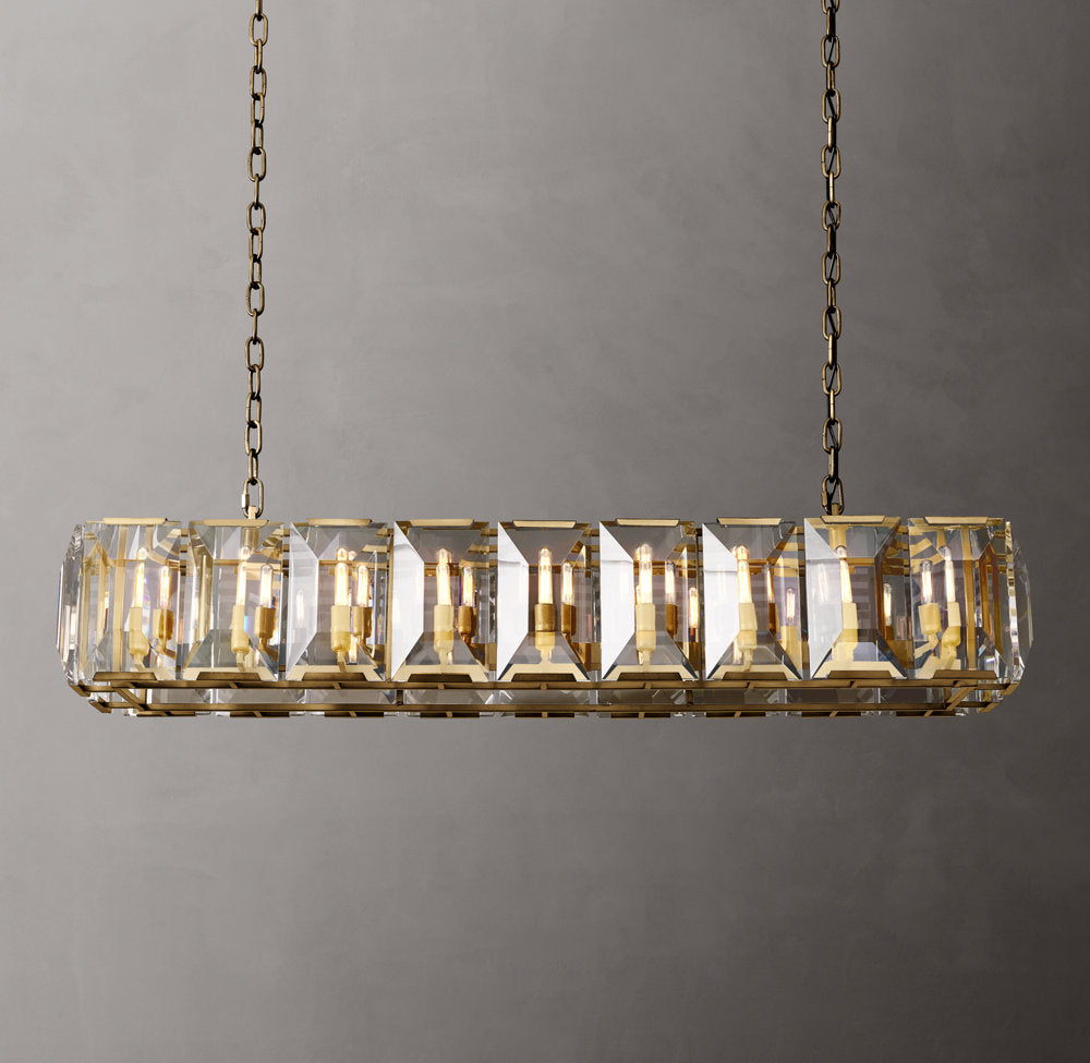 Rectangular Crystal Prism Gallery Chandelier