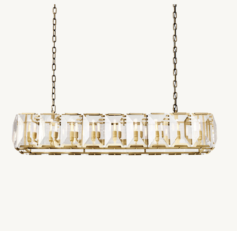 Rectangular Crystal Prism Gallery Chandelier