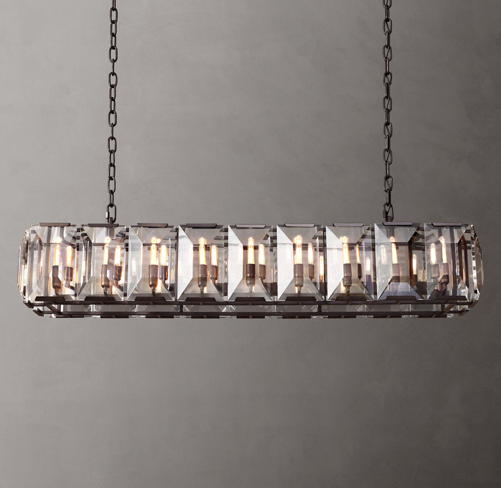 Rectangular Crystal Prism Gallery Chandelier