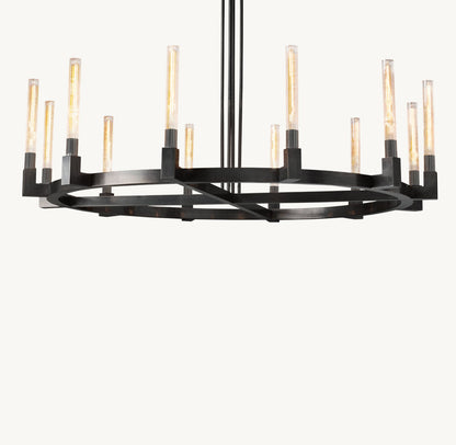 Ribbed Borosilicate Hurricane Chandelier