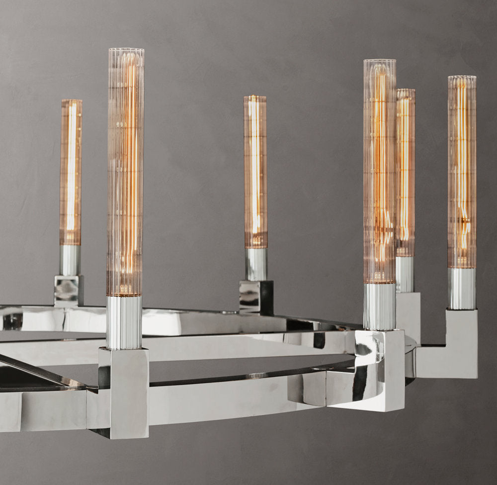 Ribbed Borosilicate Hurricane Chandelier