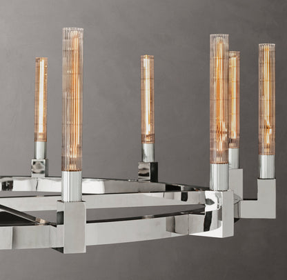 Ribbed Borosilicate Hurricane Chandelier