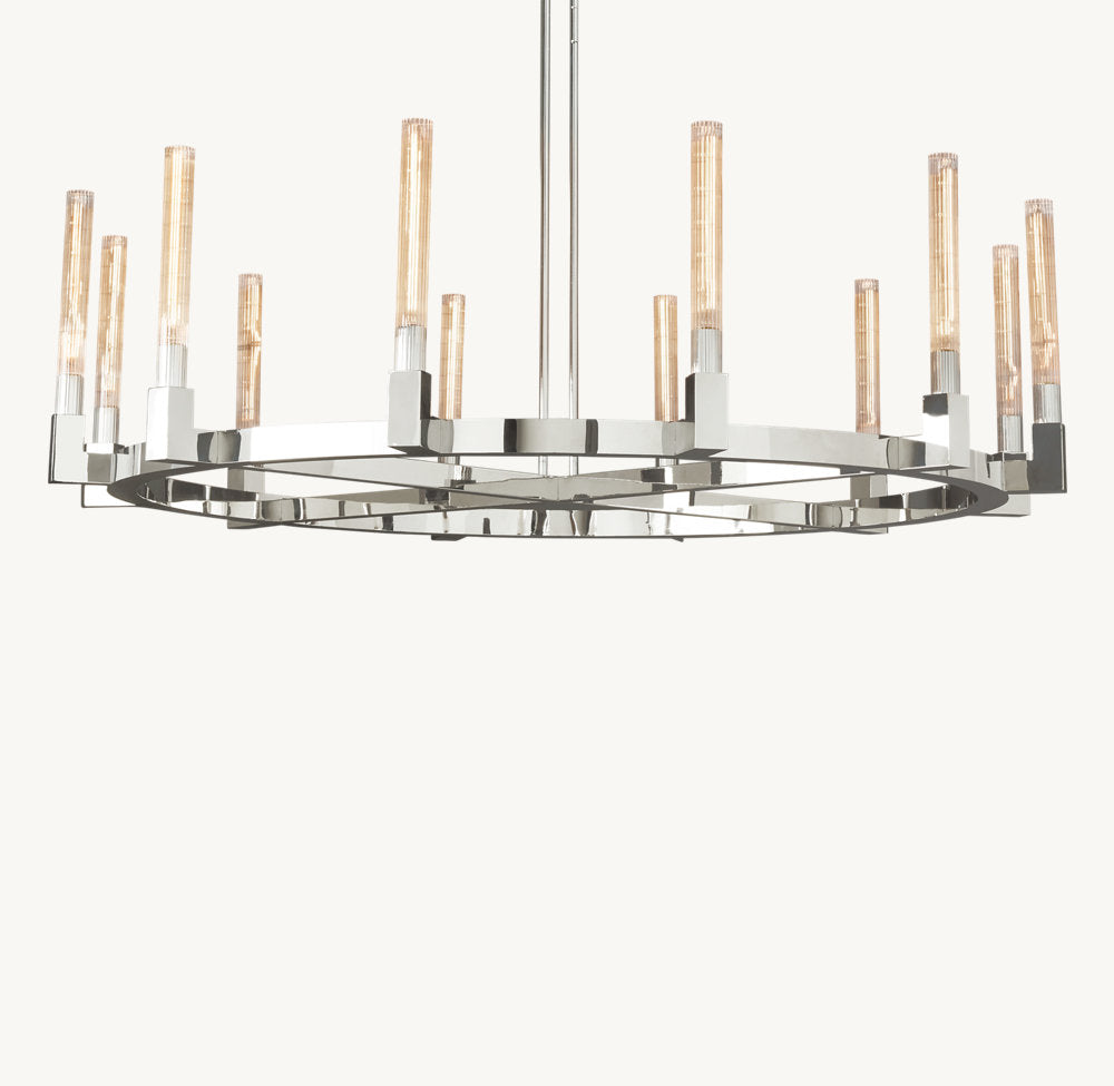 Ribbed Borosilicate Hurricane Chandelier