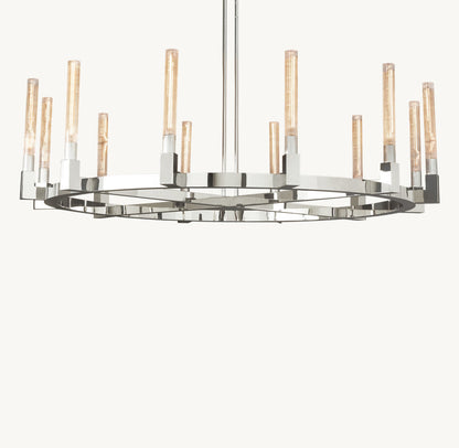 Ribbed Borosilicate Hurricane Chandelier
