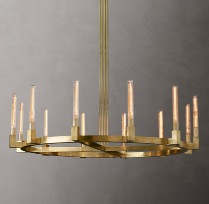 Ribbed Borosilicate Hurricane Chandelier