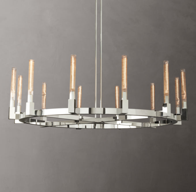 Ribbed Borosilicate Hurricane Chandelier