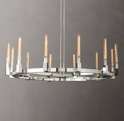 Ribbed Borosilicate Hurricane Chandelier