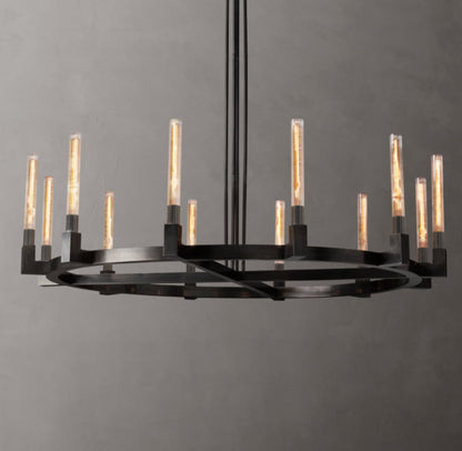 Ribbed Borosilicate Hurricane Chandelier
