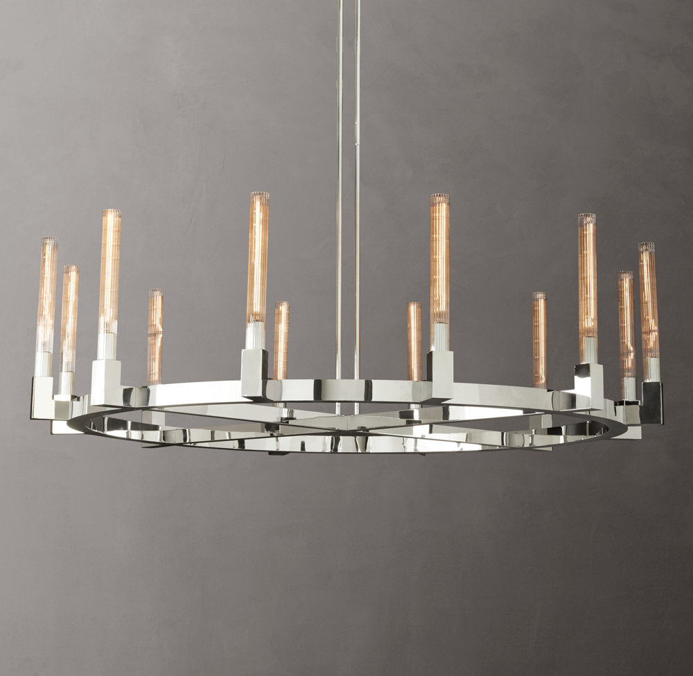 Ribbed Borosilicate Hurricane Chandelier