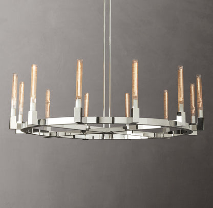 Ribbed Borosilicate Hurricane Chandelier