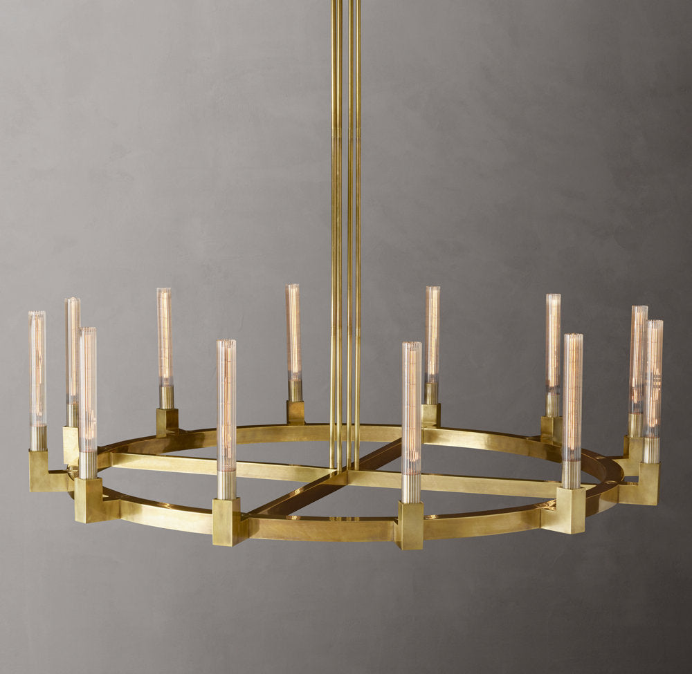 Ribbed Borosilicate Hurricane Chandelier