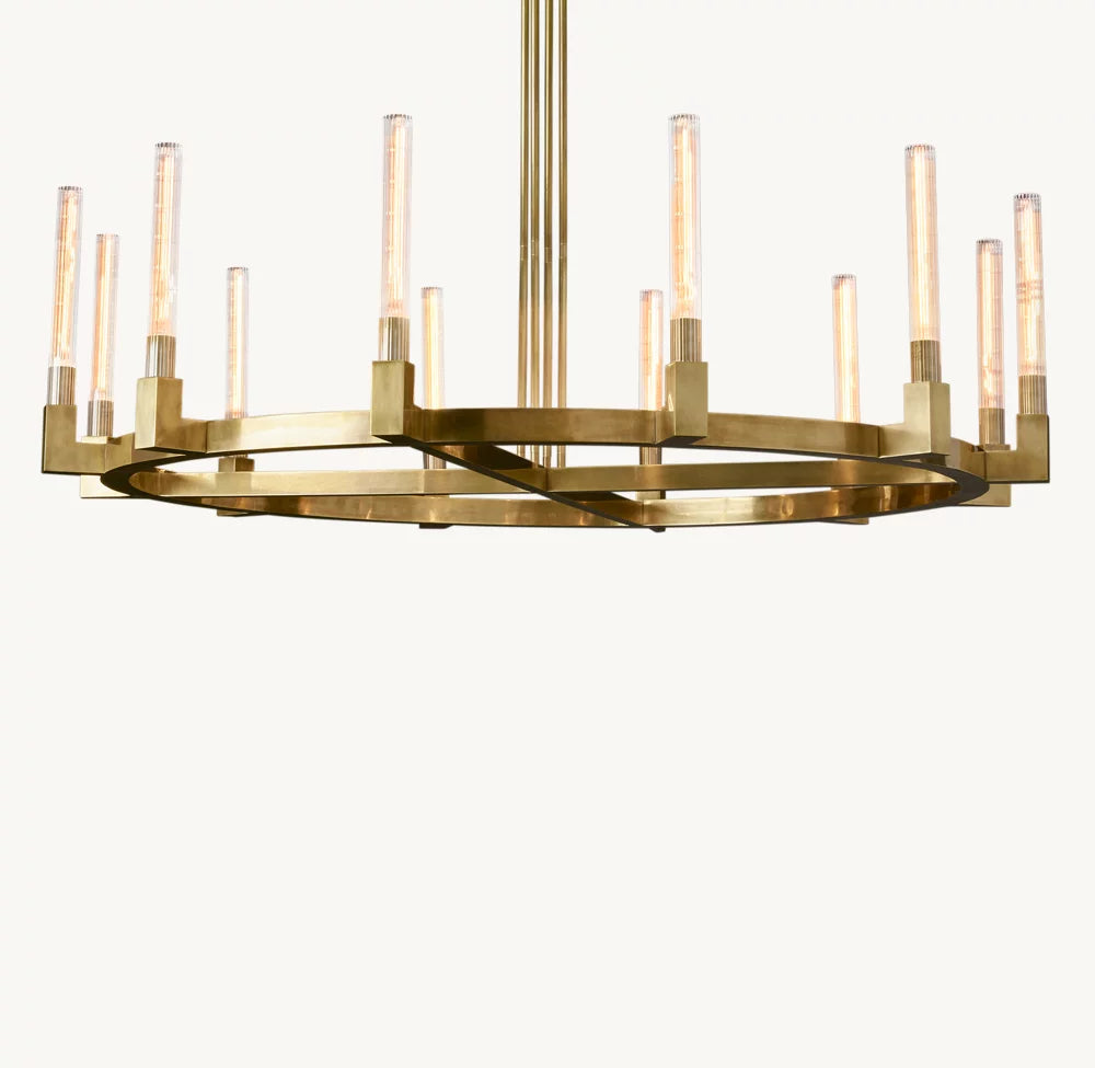 Ribbed Borosilicate Hurricane Chandelier