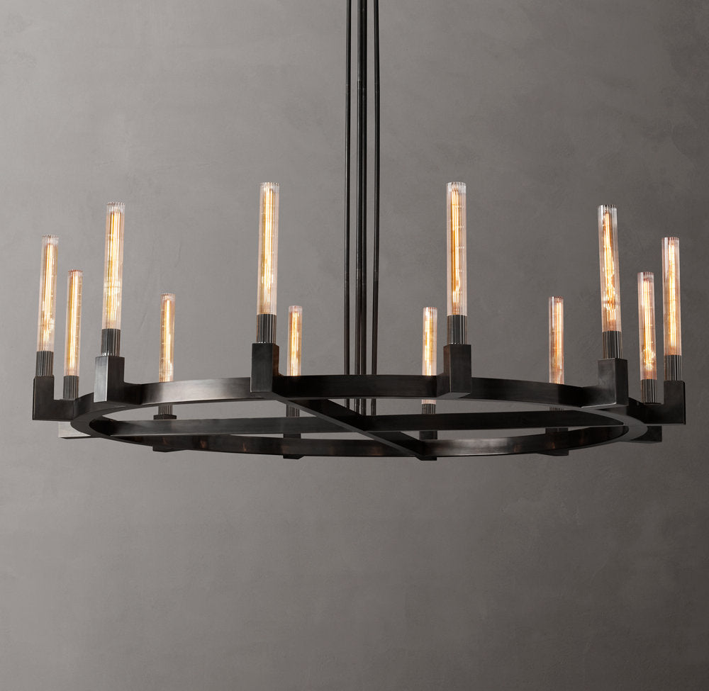 Ribbed Borosilicate Hurricane Chandelier
