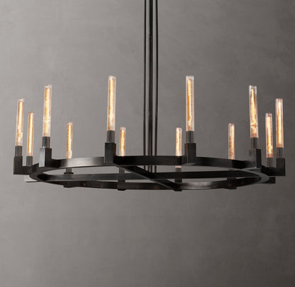 Ribbed Borosilicate Hurricane Chandelier