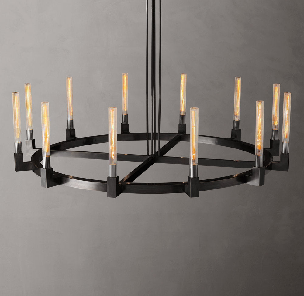 Ribbed Borosilicate Hurricane Chandelier