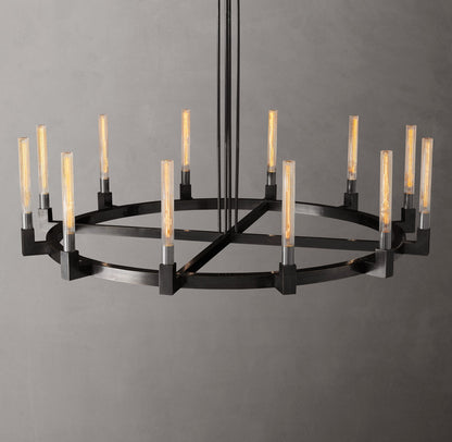 Ribbed Borosilicate Hurricane Chandelier