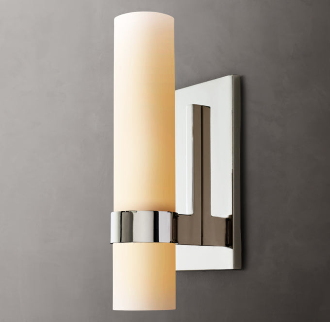 Slender Milk Glass Column Sconce