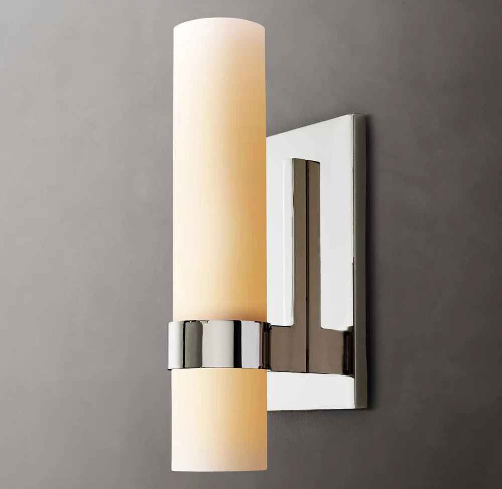 Slender Milk Glass Column Sconce