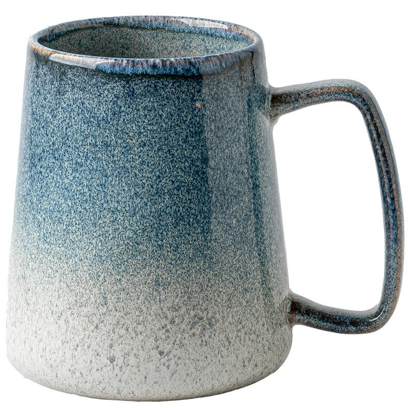Streamer Glaze Artisan Ceramic Mug with Lid & Spoon