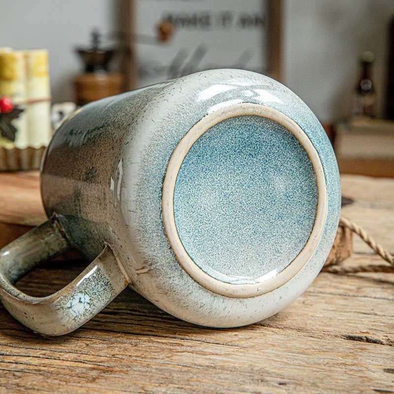 Streamer Glaze Artisan Ceramic Mug with Lid & Spoon