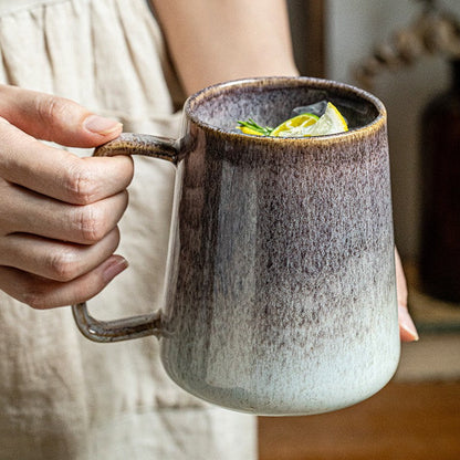 Streamer Glaze Artisan Ceramic Mug with Lid & Spoon
