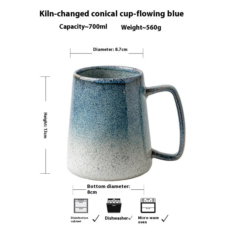 Streamer Glaze Artisan Ceramic Mug with Lid & Spoon