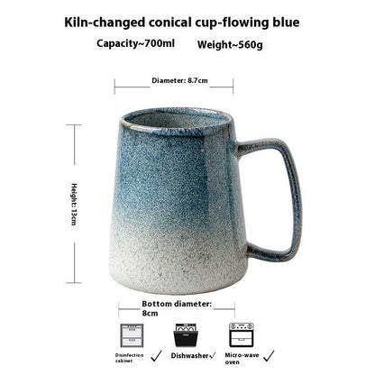 Streamer Glaze Artisan Ceramic Mug with Lid & Spoon