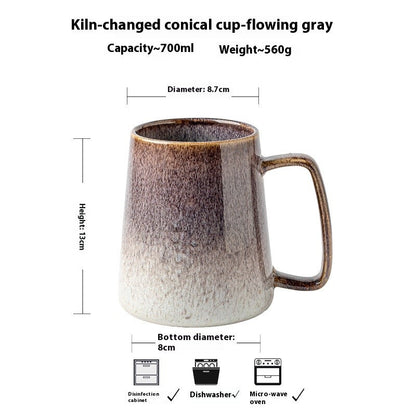 Streamer Glaze Artisan Ceramic Mug with Lid & Spoon